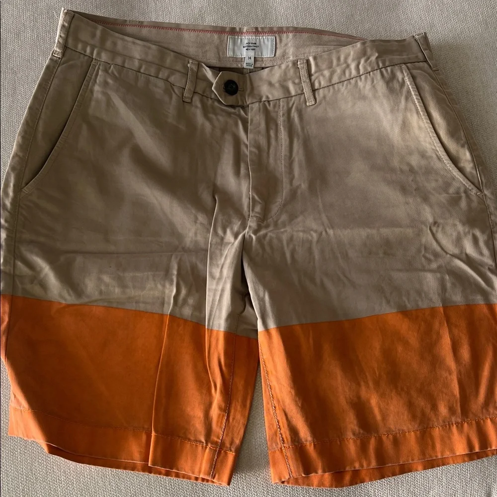 Jack Spade Tan and Orange Flat Front Shorts - Picture 1 of 2